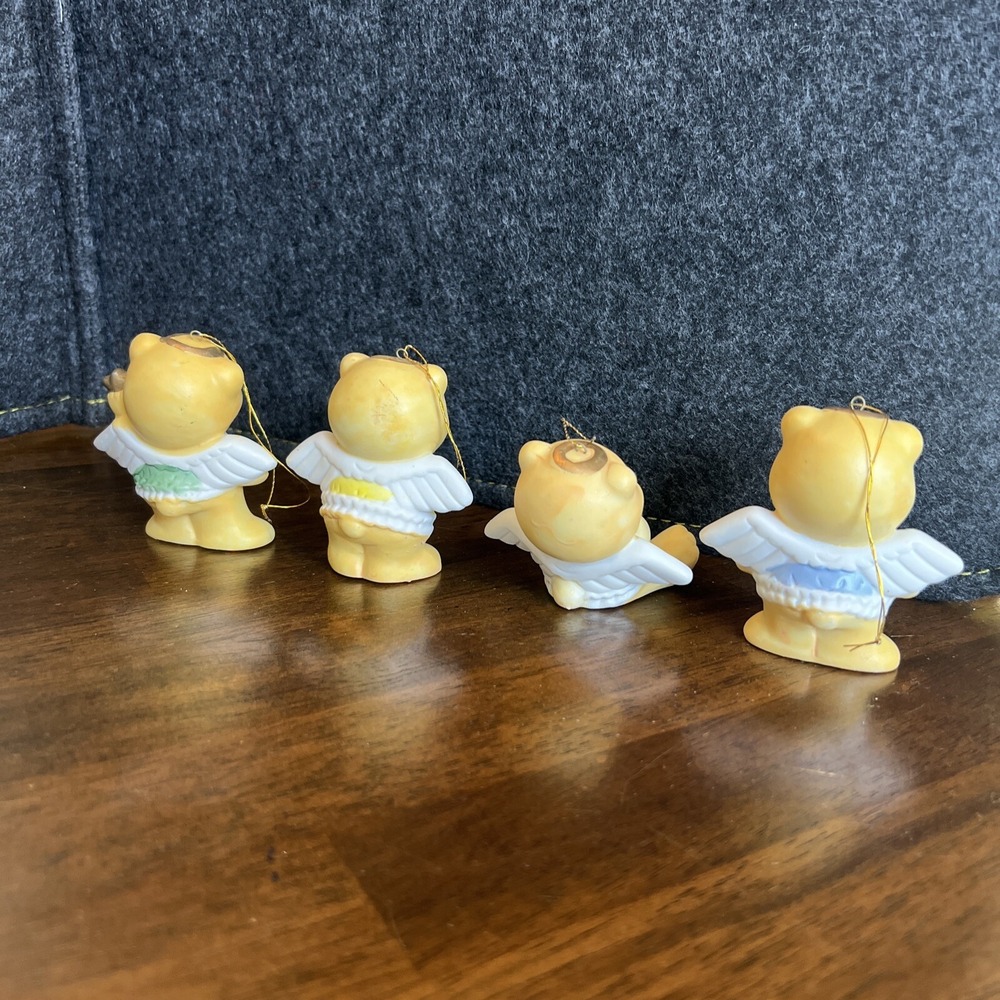 Set Of 4 Angel Teddy Bear Figurine Christmas Ornaments Tree Decor 3" Tall - Picture 4 of 4